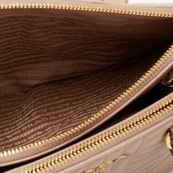 Pre Owned Prada Beige Diagramme Quilt Leather Double Zip Tote