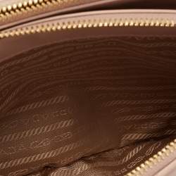 Pre Owned Prada Beige Diagramme Quilt Leather Double Zip Tote