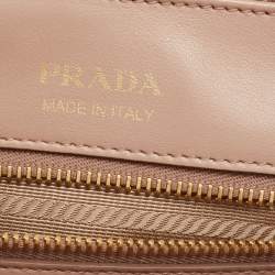 Pre Owned Prada Beige Diagramme Quilt Leather Double Zip Tote