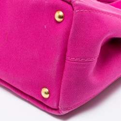 Pre Owned Prada Pink Canapa Logo Print Canvas Tote