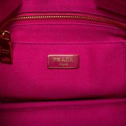 Pre Owned Prada Pink Canapa Logo Print Canvas Tote