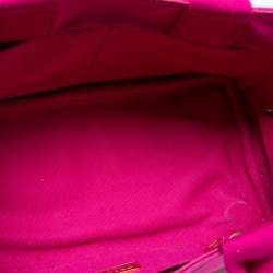 Pre Owned Prada Pink Canapa Logo Print Canvas Tote