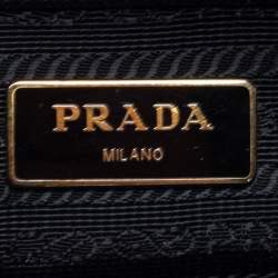 Pre Owned Prada Black Saffiano Lux Leather Small Middle Zip Tote