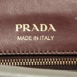 Pre Owned Prada Burgundy/Grey Saffiano Leather Bibliotheque Tote