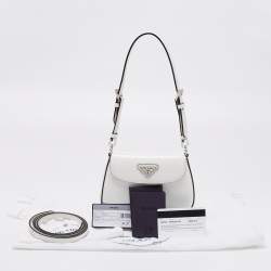 Pre Owned Prada Off White Leather Mini Cleo Pochette