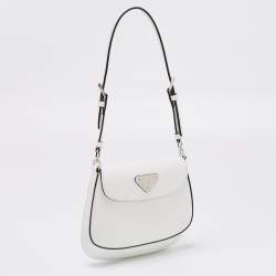 Pre Owned Prada Off White Leather Mini Cleo Pochette