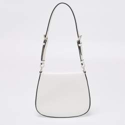 Pre Owned Prada Off White Leather Mini Cleo Pochette