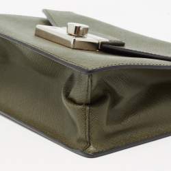 Pre Owned Prada Olive Green Saffiano Lux Leather Mini Sound Top Handle Bag