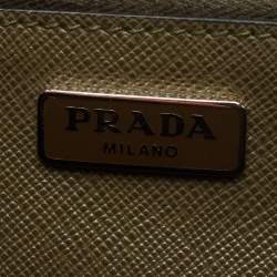 Pre Owned Prada Olive Green Saffiano Lux Leather Mini Sound Top Handle Bag