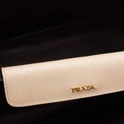 Pre Owned Prada Beige Saffiano Cuir Leather Medium Double Handle Tote