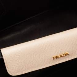 Pre Owned Prada Beige Saffiano Cuir Leather Medium Double Handle Tote