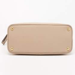 Pre Owned Prada Beige Saffiano Cuir Leather Medium Double Handle Tote