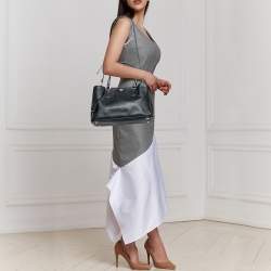 Pre Owned Prada Black Saffiano Lux Leather Small Middle Zip Tote