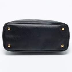 Pre Owned Prada Black Saffiano Lux Leather Small Middle Zip Tote