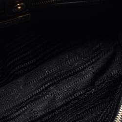 Pre Owned Prada Black Saffiano Lux Leather Small Middle Zip Tote