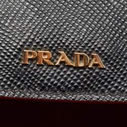 Pre Owned Prada Black Saffiano Cuir Leather Medium Double Handle Tote
