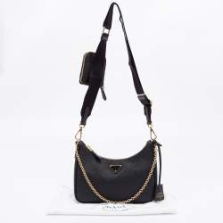 Pre Owned Prada Black Saffiano Lux Leather Re-Edition 2005 Shoulder Bag