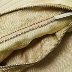 Pre Owned Prada Cream/White Nylon and Leather Baguette Bag