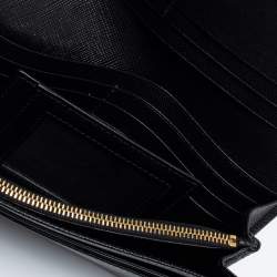 Pre Owned Prada Black Saffiano Leather Flap Continental Wallet