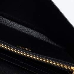 Pre Owned Prada Black Saffiano Leather Flap Continental Wallet