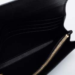 Pre Owned Prada Black Saffiano Leather Flap Continental Wallet