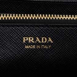 Pre Owned Prada Black Saffiano Leather Flap Continental Wallet