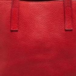 Pre Owned Prada Red Vitello Daino Leather Shopper Tote