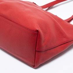 Pre Owned Prada Red Vitello Daino Leather Shopper Tote