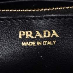 Pre Owned Prada Black Vitello Move Leather Wallet on Chain