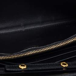 Pre Owned Prada Black Vitello Move Leather Wallet on Chain