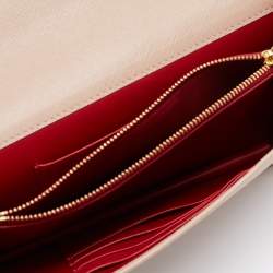 Pre Owned Prada Cipra Beige Saffiano Lux Leather Logo Flap Chain Clutch 