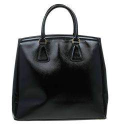 Pre Owned Prada Black Saffiano Lux Leather Parabole Shopping Tote