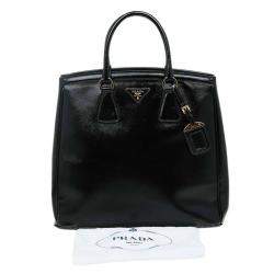 Pre Owned Prada Black Saffiano Lux Leather Parabole Shopping Tote