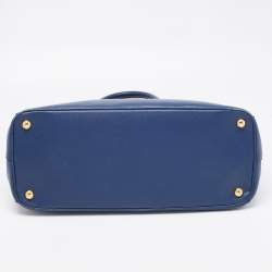 Pre Owned Prada Blue Saffiano Leather Parabole Tote
