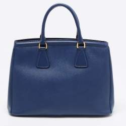 Pre Owned Prada Blue Saffiano Leather Parabole Tote