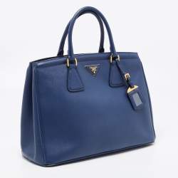 Pre Owned Prada Blue Saffiano Leather Parabole Tote