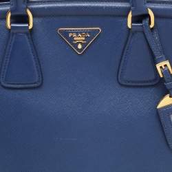 Pre Owned Prada Blue Saffiano Leather Parabole Tote