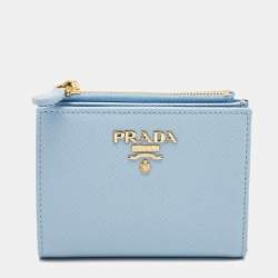 Pre Owned Prada Blue Saffiano Leather Compact Wallet