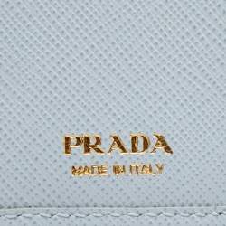 Pre Owned Prada Blue Saffiano Leather Compact Wallet