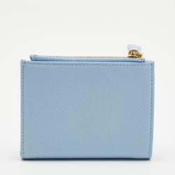 Pre Owned Prada Blue Saffiano Leather Compact Wallet