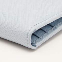 Pre Owned Prada Blue Saffiano Leather Compact Wallet