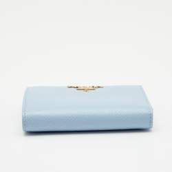 Pre Owned Prada Blue Saffiano Leather Compact Wallet