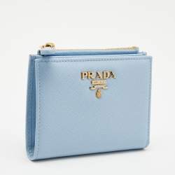 Pre Owned Prada Blue Saffiano Leather Compact Wallet