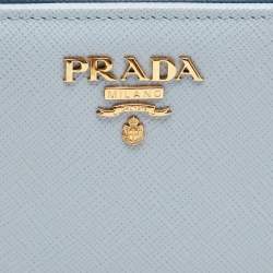 Pre Owned Prada Blue Saffiano Leather Compact Wallet