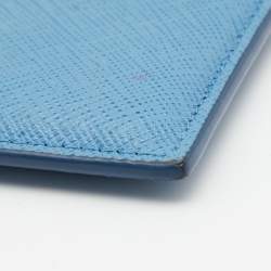 Pre Owned Prada Blue Saffiano Leather Card Holder