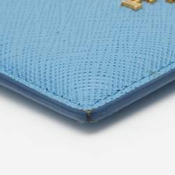 Pre Owned Prada Blue Saffiano Leather Card Holder