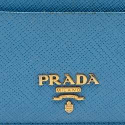 Pre Owned Prada Blue Saffiano Leather Card Holder