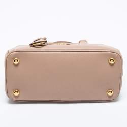 Pre Owned Prada Light Pink Saffiano Lux Leather Small Double Zip Tote