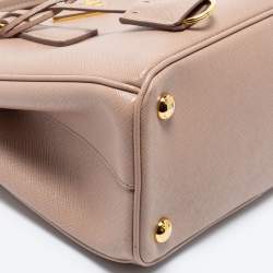 Pre Owned Prada Light Pink Saffiano Lux Leather Small Double Zip Tote