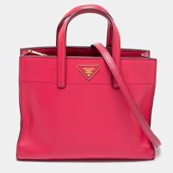 Pre Owned Prada Pink Saffiano Soft Leather Tote 